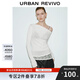 UR2025春季新款女裝假兩件拼接蕾絲斜肩領(lǐng)長(cháng)袖T恤UWG450034 本白 XL