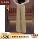 恰凡（QIAFAN）九分闊腿褲女夏季薄款2025新款修身顯瘦直筒褲小個(gè)子休閑褲 卡其色 26 /S
