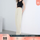 三彩2025夏季新款松緊高腰休閑褲垂感直筒褲窄版顯瘦長(cháng)褲M(mǎn) 米白色 XL 170/76A
