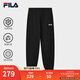 FILA 斐樂(lè )情侶款男女長(cháng)褲25秋冬季新款休閑寬松收口運動(dòng)褲子加絨保暖 【加絨版】正黑色-BK XL 180/88A/XL