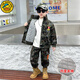 G.DUCKKIDS小黃鴨童裝男童套裝秋冬季兒童迷彩服套加絨保暖男寶寶軍訓運動(dòng)服 軍綠色兩件套 120 建議110-120cm6-7歲