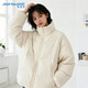 真維斯（Jeanswest）學(xué)院風(fēng)立領(lǐng)棉服女秋冬加絨加厚保暖棉衣外套女裝寬松休閑面包服
