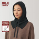 無印良品（MUJI）羊毛 羅紋編織 巴拉克拉法帽 帽子女秋冬 針織帽 圍脖 DDA44A4A 炭灰色