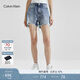 Calvin Klein Jeans夏季女士簡(jiǎn)約貼片街頭潮流ck毛邊純棉牛仔短褲ZW02068 1A4-牛仔藍 26