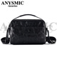 ANYSMIC奢侈高端品牌男士斜挎包高級感潮款單肩包真皮復古小皮包時(shí)尚百搭 黑色