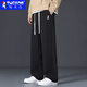 啄木鳥(niǎo)休閑褲男2025秋冬季新款寬松百搭加絨加厚闊腿褲男潮流休閑長(cháng)褲男 29059黑色常規 XL 建議130-150斤