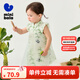 迷你巴拉【新中式】網(wǎng)紗連衣裙女童透氣純棉旗袍裙夏季國風(fēng)禮物 白綠色調(diào)00314 110