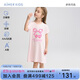 愛(ài)慕兒童家居服女童孩零碳蘭精莫代爾短袖睡裙接觸涼感睡衣櫻桃130