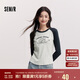 森馬（Semir）長(cháng)袖T恤女拼色插肩袖小狗套頭衫鹽系潮冬季抓毛衣服101724101010