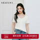詩(shī)凡黎（'SEIFINI）詩(shī)凡黎醋酸天絲鏤空針織衫2025夏新款百搭冰激凌薄款短袖上衣女 本白色 開(kāi)衫圓領(lǐng) XL