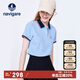 Navigare意大利小帆船女士修身輕薄短袖POLO領(lǐng)T恤上衣2325524506 藍 M 