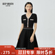 深呼吸DEEP BREATH女裝氣質(zhì)V領(lǐng)拼色高腰洋裝針織連衣裙A500273 黑 M (3碼)