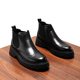 切爾西靴男真皮布洛克雕花高幫皮鞋加絨厚底增高休閑短靴男靴冬季 黑色 38