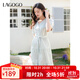 LAGOGO系帶V領(lǐng)顯瘦連衣裙女拉谷谷2025夏季新款清新氣質(zhì)長(cháng)款裙子 淺綠色 L