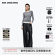 ANN ANDELMAN【明星同款】2025秋季新款雙領(lǐng)修身打底衫女長(zhǎng)袖T恤 灰白色 M