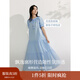 茵曼（INMAN）章若楠同款法式度假女裝木耳邊連衣裙休閑寬松2025夏季新品長(cháng)裙子  天空藍 L