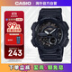 卡西歐（CASIO）大眾指針系列 時尚數(shù)字雙顯世界時間運動休閑男表 AEQ-110W-1BVDF