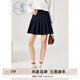 紫涵（ZIHAN）紫涵學(xué)院風(fēng)百褶短裙女春季學(xué)生防走光小個(gè)子A字半身裙 黑藏青-1 S