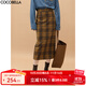 COCOBELLA[美拉德穿搭]復古格紋毛呢半身裙秋冬加厚直筒裙HS923 格子 M