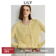 LILY云氧衫2025秋新款綿羊毛亞麻簡(jiǎn)約圓領(lǐng)休閑通勤針織開(kāi)衫外套女 201黃色 S