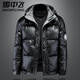 雪中飛2025新款羽絨服男裝亮面保暖連帽白鴨絨加厚休閑大碼外套潮冬季 黑色 XL