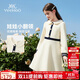 英氏（YEEHOO）女童連衣裙兒童裙子中大童裝娃娃領(lǐng)長(cháng)裙學(xué)院風(fēng)淑女秋裝 米白 165