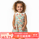 Auro Mesa女童連衣裙新款夏季娃娃領(lǐng)草莓印花裙子純棉無(wú)袖背心裙洋氣公主裙 綠色 100
