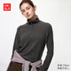 優(yōu)衣庫女裝HEATTECH彈力搖粒絨半拉鏈套頭衫479693 08 深灰色 XL /165/92A