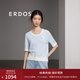 ERDOS 春夏圓領(lǐng)雙提短袖純棉法式文藝復古修身女套衫針織衫 天青色 M 160/84A