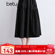 百圖betu女裝2025夏季新款半身裙松緊高腰女裙立體蝴蝶結(jié)裙子2504X01 黑色 M