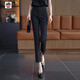 AEMAPE灰色高端西裝褲女夏季薄款2025新款ol職業(yè)九分褲小腳冰絲煙管褲子 黑色九分建議身高150-158 均碼 XL適合118-128斤