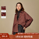 茵曼2025秋冬女裝新款復(fù)古學(xué)院風(fēng)格子毛邊刺繡襯衫長袖疊穿襯衣  紅格 M