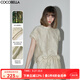 COCOBELLA[萊賽爾]對絲拼接壓褶肌理緞面T恤通勤上衣TS0010-2 淡奶黃 M