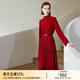 顏域復古高級感連衣裙春冬季2025新款女裝優(yōu)雅紅色氣質(zhì)小香風(fēng)裙子 紅色 L