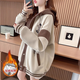 啄木鳥(niǎo)2025年冬裝新款開(kāi)衫衛衣女秋冬加絨加厚棒球服外套大尺碼女裝潮 杏色（加絨加厚） M 80-115斤