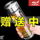 【爆款】鋼化玻璃杯耐摔高溫硼硅雙層玻璃杯男士茶杯 原本銀蓋加厚底450毫升