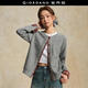佐丹奴設計師款外套女裝秋冬新款假兩件拼接格紋圓領(lǐng)開(kāi)衫18375211 03花灰 L