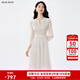 BUOUBUOU白月光2025春夏新品法式優(yōu)雅串珠刺繡蕾絲高腰連衣裙女 米白W81 S