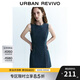 UR秋季新款女裝時(shí)髦復古收腰背心式牛仔連衣裙UWU840101 藍色 M