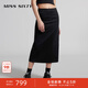 MISS SIXTY純棉牛仔半身裙女開(kāi)衩設(shè)計(jì)顯瘦百搭黑色通勤直筒長(zhǎng)裙 黑色 M