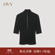 OVV【18針系列】秋冬熱賣(mài)女裝絲棉半高領(lǐng)中袖針織衫 赫本黑 XL