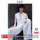 LILY2025夏新款萊賽爾亞麻垂感老錢風(fēng)寬松百搭通勤休閑褲闊腿褲女 601白色 M