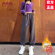 俞兆林（YUZHAOLIN）歐洲站加絨加厚衛褲女2025春秋冬新款撞色歐貨洋氣束腳運動(dòng)哈倫褲 深灰色（嬰兒絨） 加厚 店內熱賣(mài) L 建議105-115斤