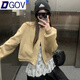 DGOV復古短款長(cháng)袖外套女裝早秋新款小個(gè)子開(kāi)學(xué)季寬松小眾棒球服潮ins 卡其色外套上衣 S 60-75斤