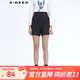 sdeer圣迪奧2022冬季女裝保暖舒適高腰熱褲無(wú)彈力時(shí)尚皮質(zhì)拼接毛呢A字短褲S20480902 深灰/97 L/170