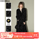 COCOBELLA[竹影拓印]新中式絲絨連衣裙小黑裙國(guó)風(fēng)襯衫裙FR0002-4 玄竹黑 L