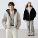 PSO Brand男裝女裝夾克【雙面穿】羊毛羊絨混紡雙色簡(jiǎn)約保暖連帽呢子外套 深咖棕 花杏色 CoffeeBrown XL