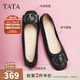 他她（TATA）單鞋女鞋2025秋季新款皮鞋生巧奶油平底軟底不累腳晚晚鞋 黑色[膚感牛皮]-XGJ01 38