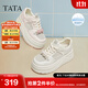他她（TATA）厚底休閑板鞋女鞋網(wǎng)面透氣松糕小白鞋2025秋新款CP201BM5 米/粉 38