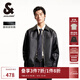 杰克·瓊斯（JACK&JONES）25年男裝仿皮衣外套男士秋季皮夾克寬松PU行政夾克商務(wù)休閑外套男 黑色E40 M (175)